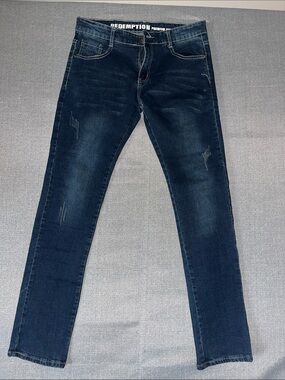 Redemption Premium Style Men’s Dark Blue Slim Jeans, size 32x32